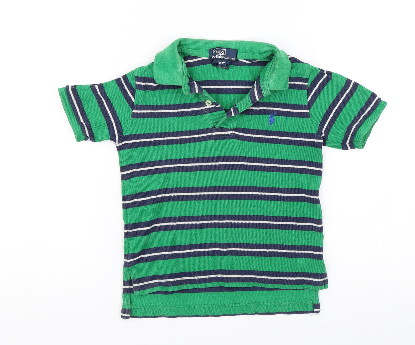 Ralph Lauren Boys Green Striped  Basic Polo Size 3 Years