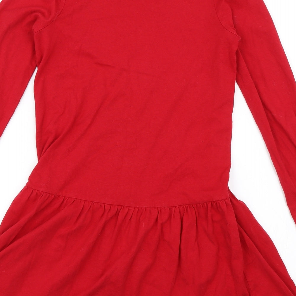 Lands End Girls Red Polka Dot  Shift  Size 8-9 Years