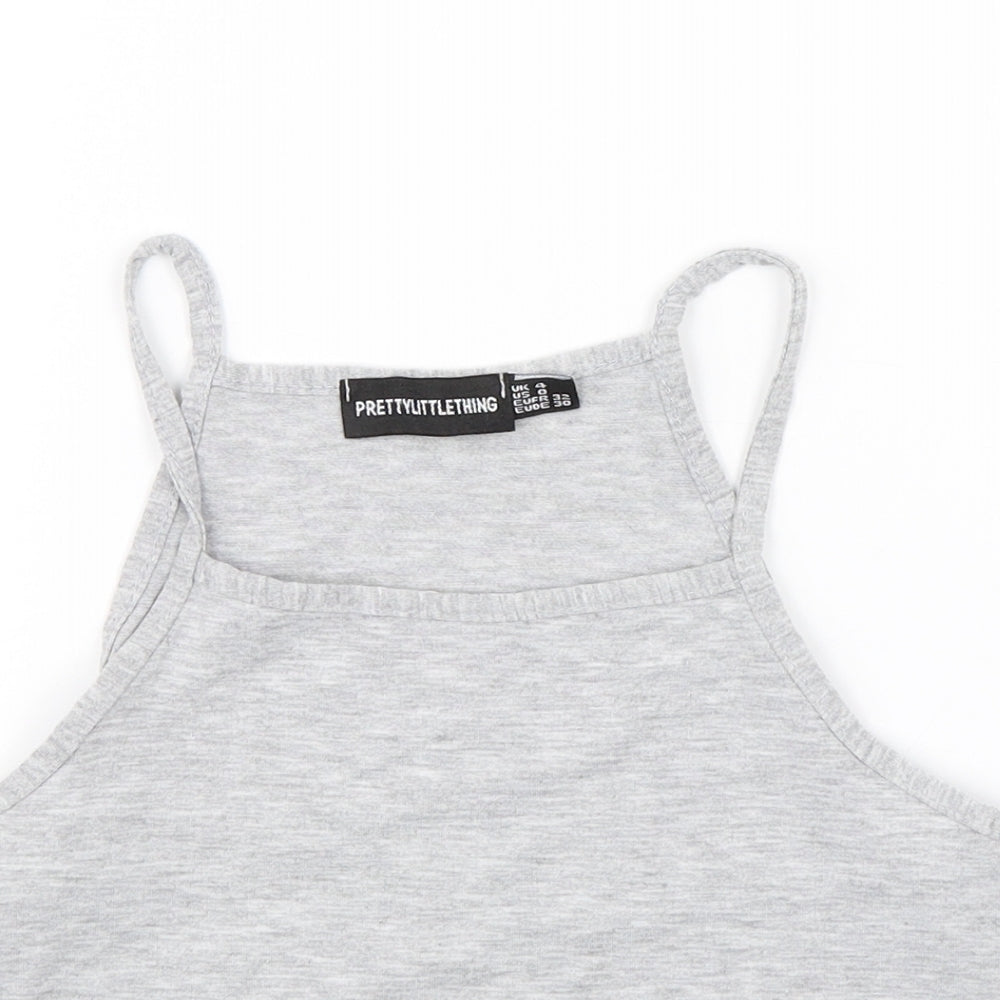PRETTYLITTLETHING Womens Grey   Cropped Tank Size 4