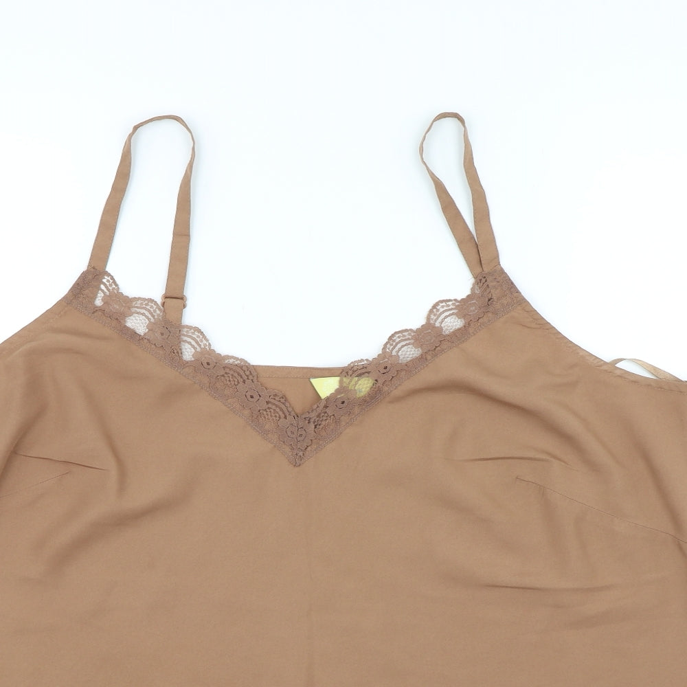Agenda Womens Brown Solid  Top Pyjama Top Size 20