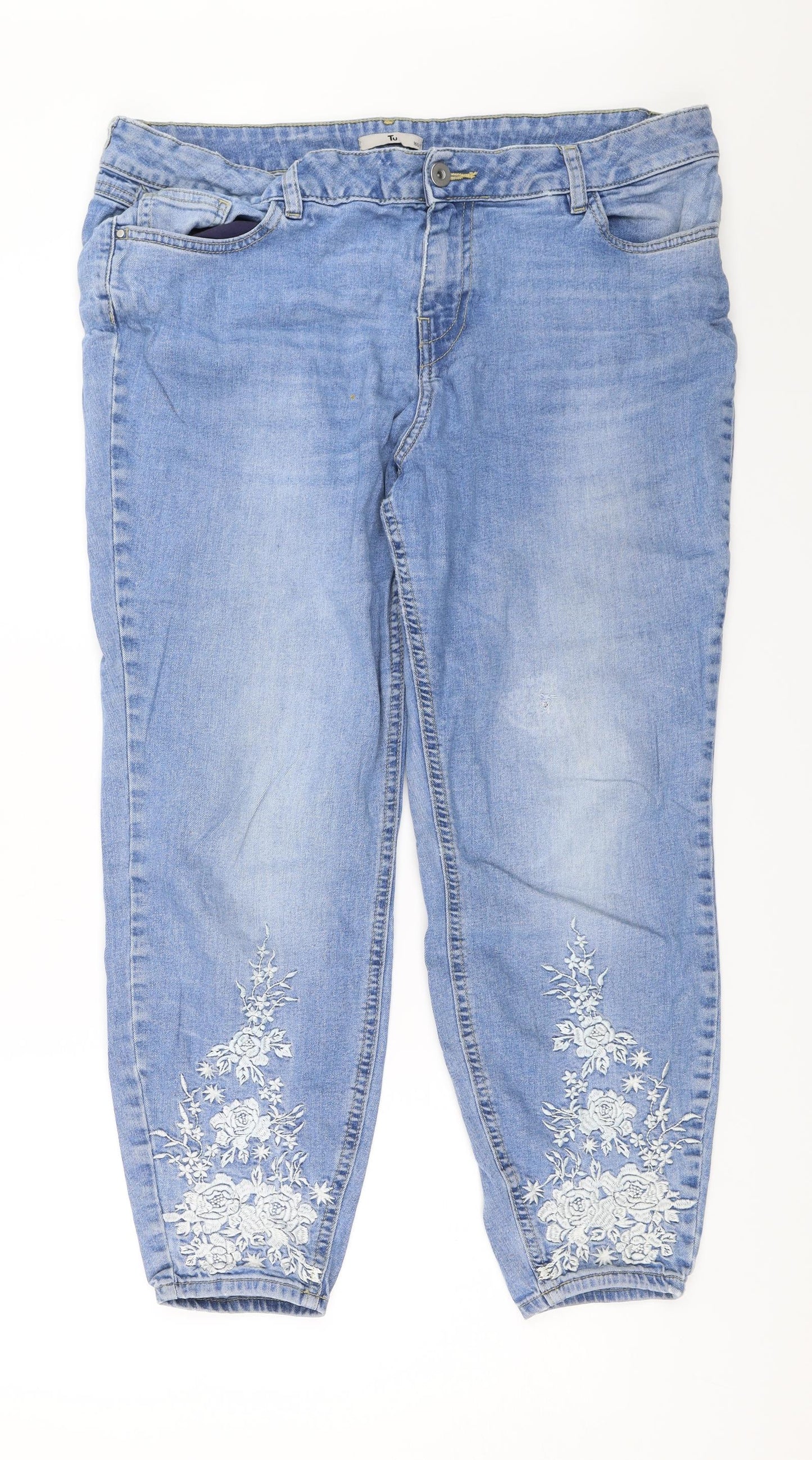 TU Womens Blue  Denim Straight Jeans Size 16 L24 in