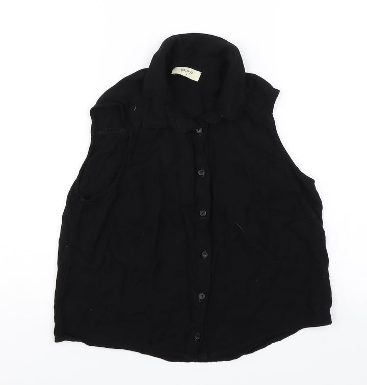 Papaya Womens Black Basic Button-Up Size 8