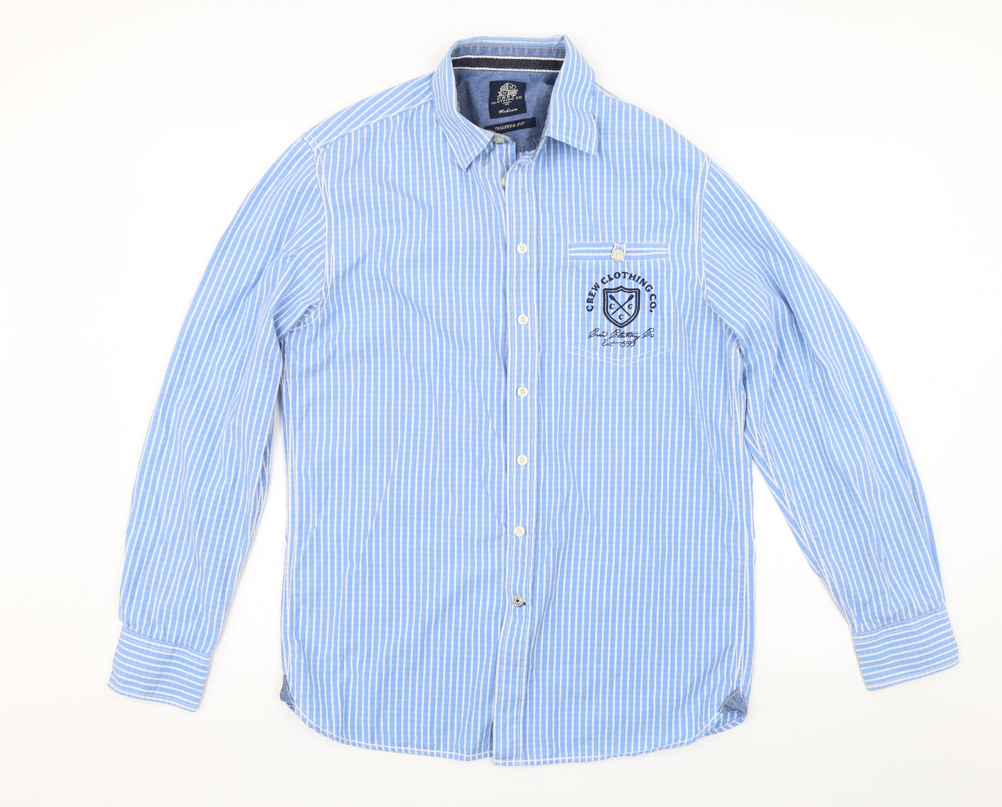 Crew Clothing Mens Blue Striped   Button-Up Size M