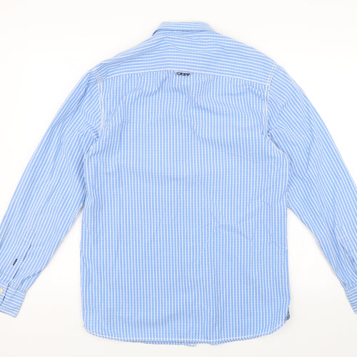 Crew Clothing Mens Blue Striped   Button-Up Size M