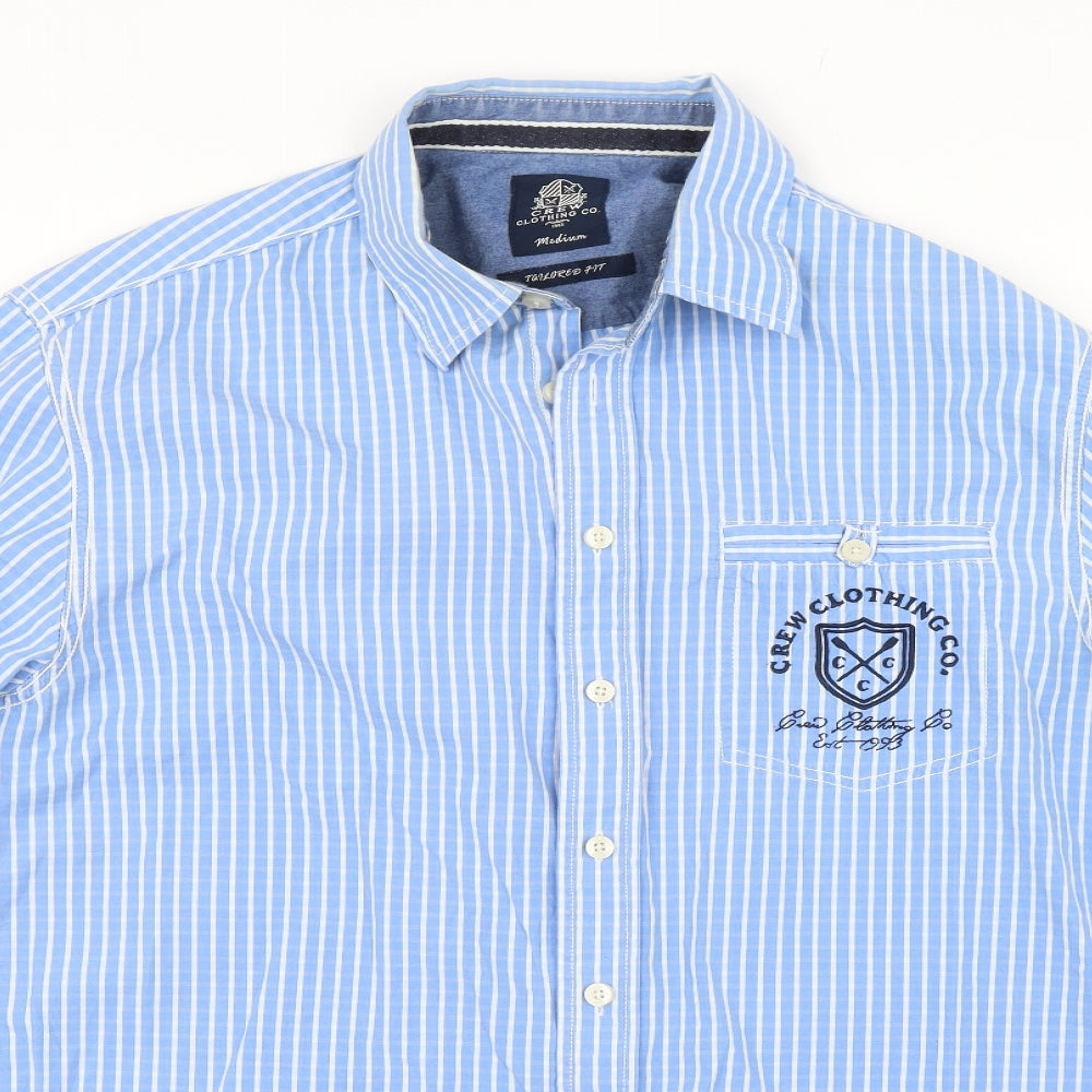 Crew Clothing Mens Blue Striped   Button-Up Size M