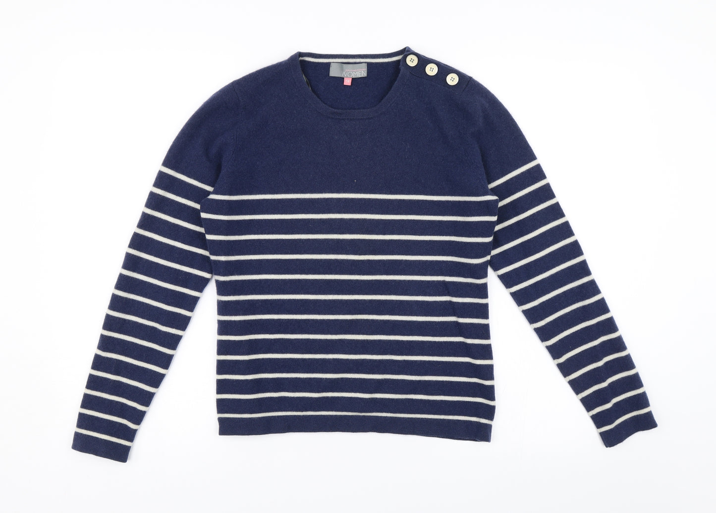 John Lewis Womens Blue Striped  Pullover Jumper Size 14