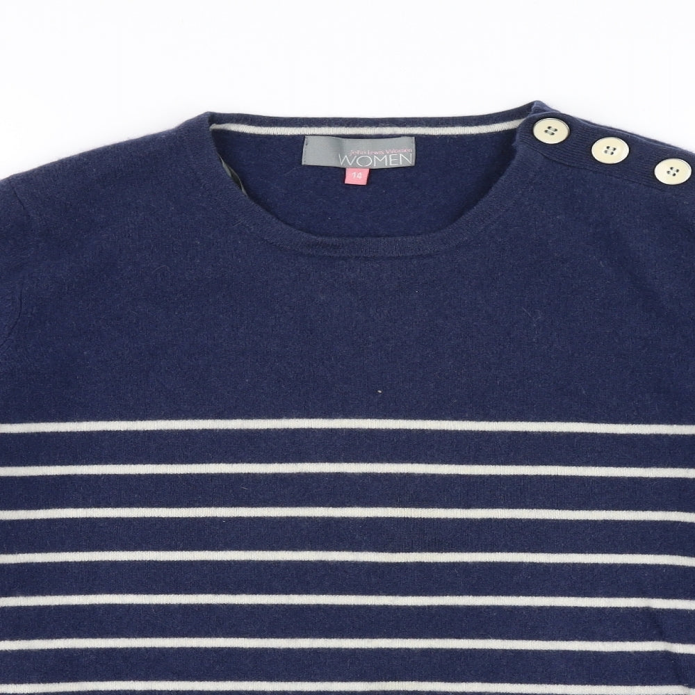 John Lewis Womens Blue Striped  Pullover Jumper Size 14