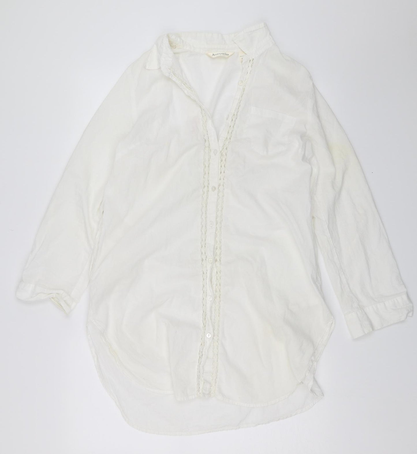 Accessorize Womens White   Basic Button-Up Size M