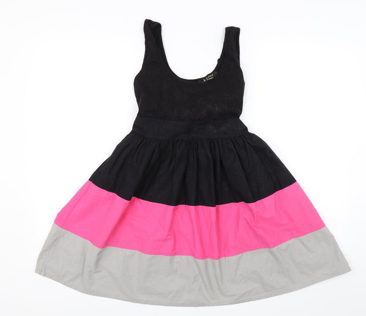 Amour Womens Black Striped Shift Size 10