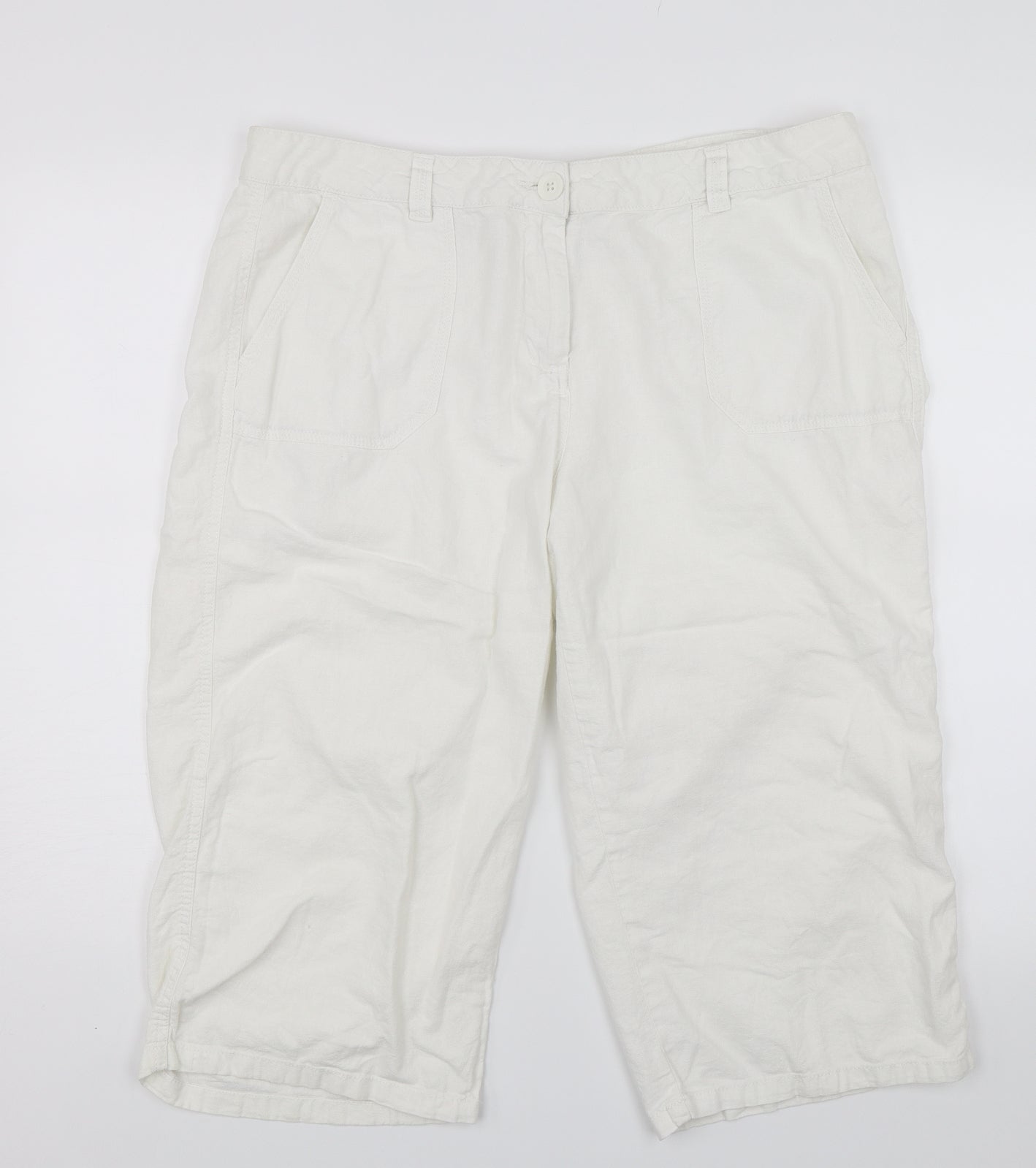 Marks and Spencer Womens White   Chino Shorts Size 18