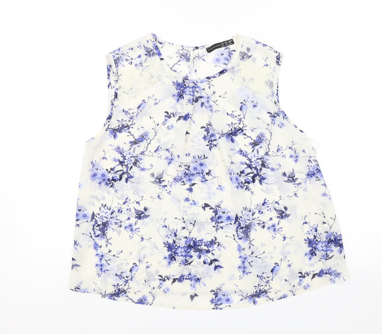 Atmosphere Womens White Floral  Basic Blouse Size 14