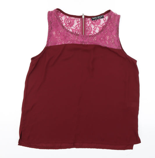 Front view of Select women’s red basic blouse, size UK 14