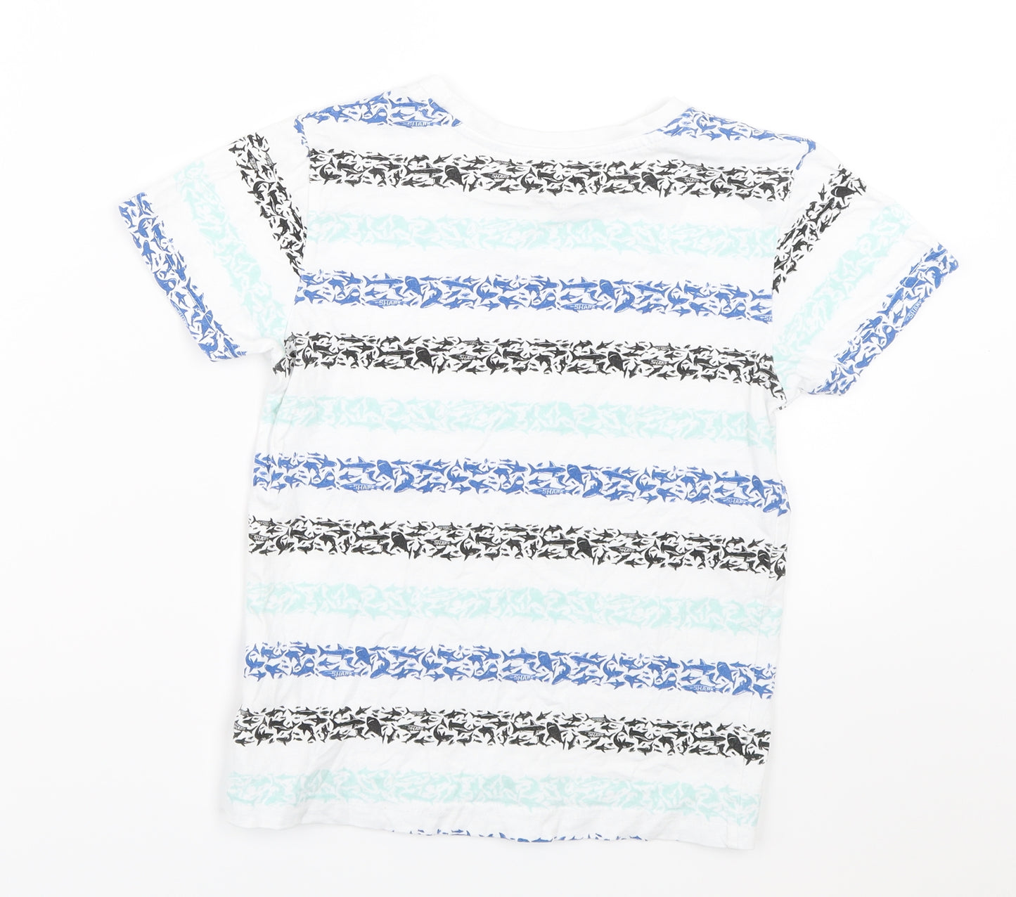 Primark Boys White   Basic T-Shirt Size 6-7 Years  - sharks
