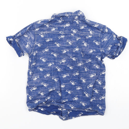 Mini Club Boys Blue   Basic Button-Up Size 3-4 Years  - Helicopters