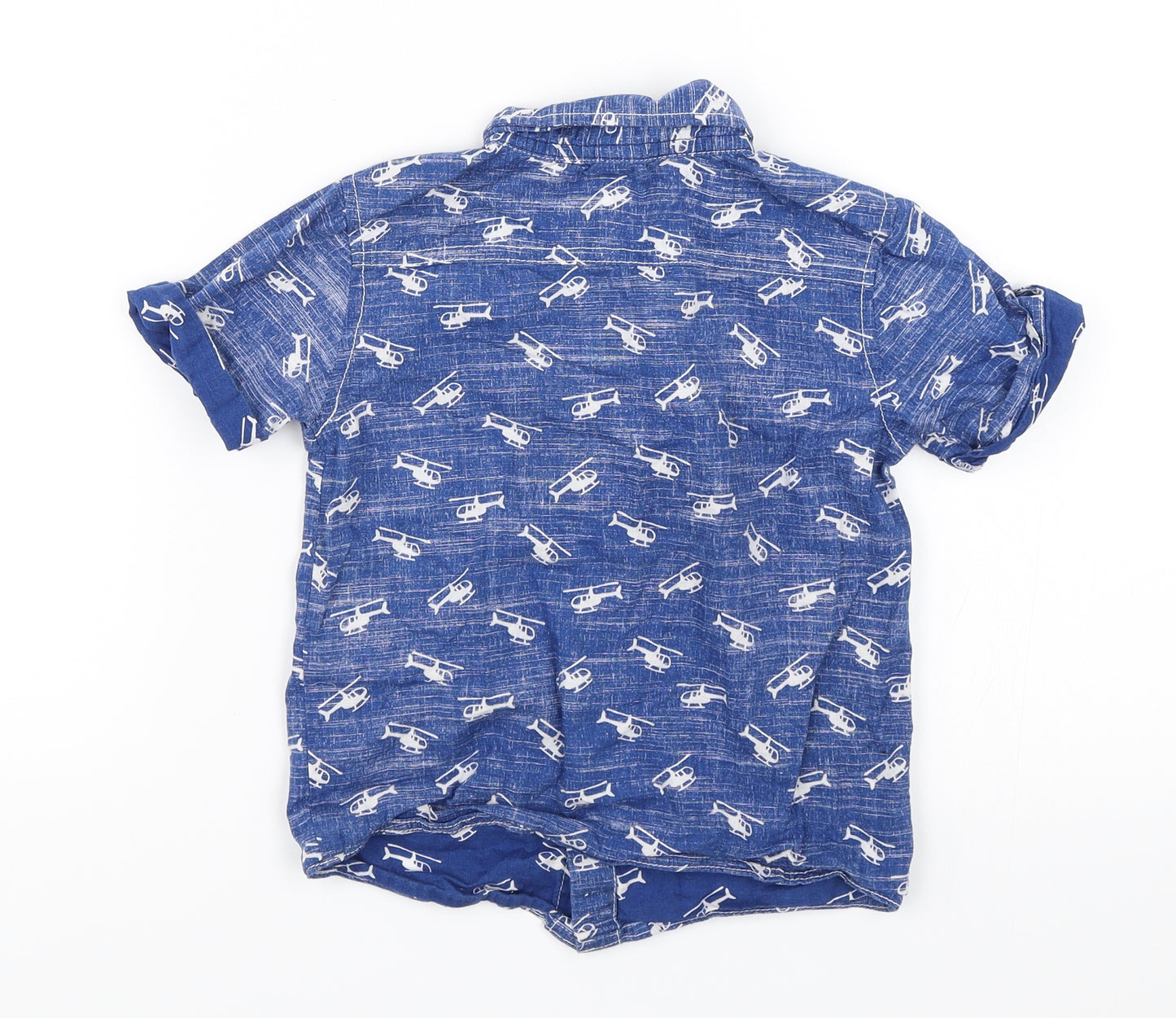 Mini Club Boys Blue   Basic Button-Up Size 3-4 Years  - Helicopters