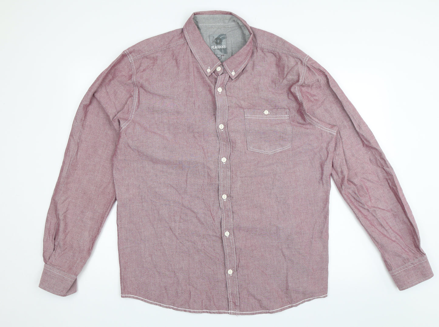 Peacocks Mens Pink    Button-Up Size XL