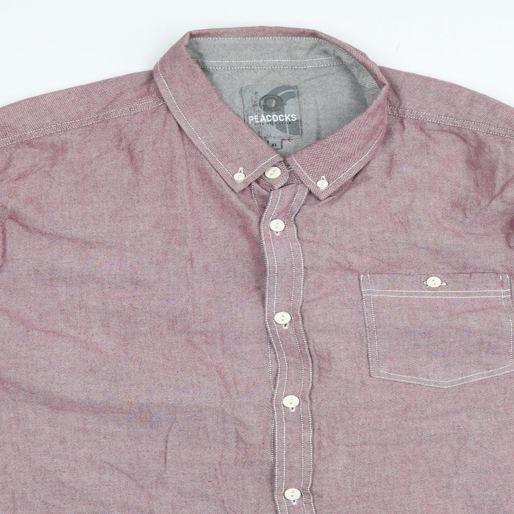 Peacocks Mens Pink    Button-Up Size XL