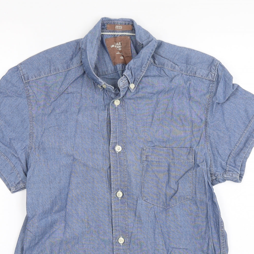 H&M Mens Blue    Button-Up Size S