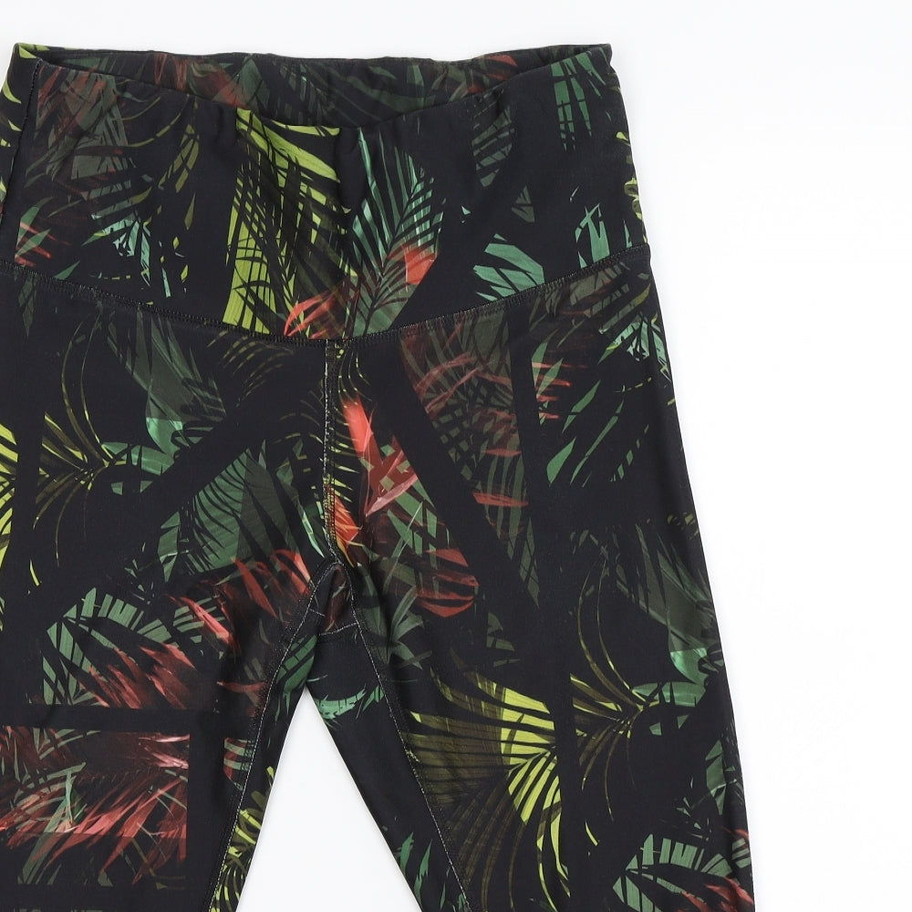NEXT Womens Black Floral  Pedal Pusher Trousers Size 12 L16 in