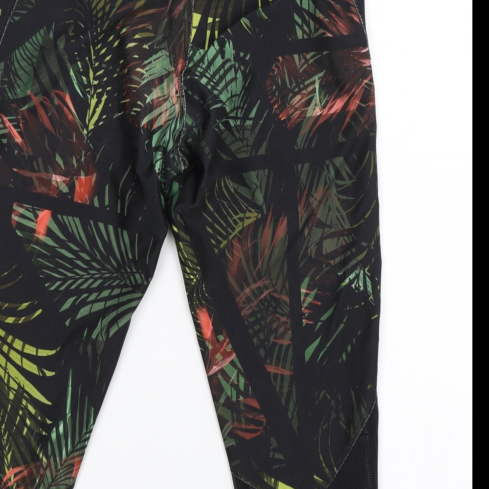 NEXT Womens Black Floral  Pedal Pusher Trousers Size 12 L16 in