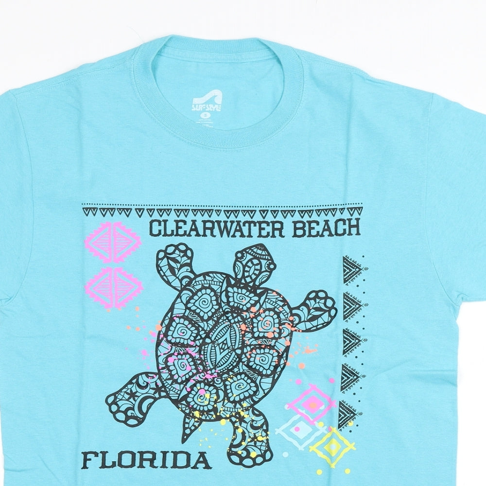 Surf Style Womens Blue   Basic T-Shirt Size S  - Clearwater Beach Florida