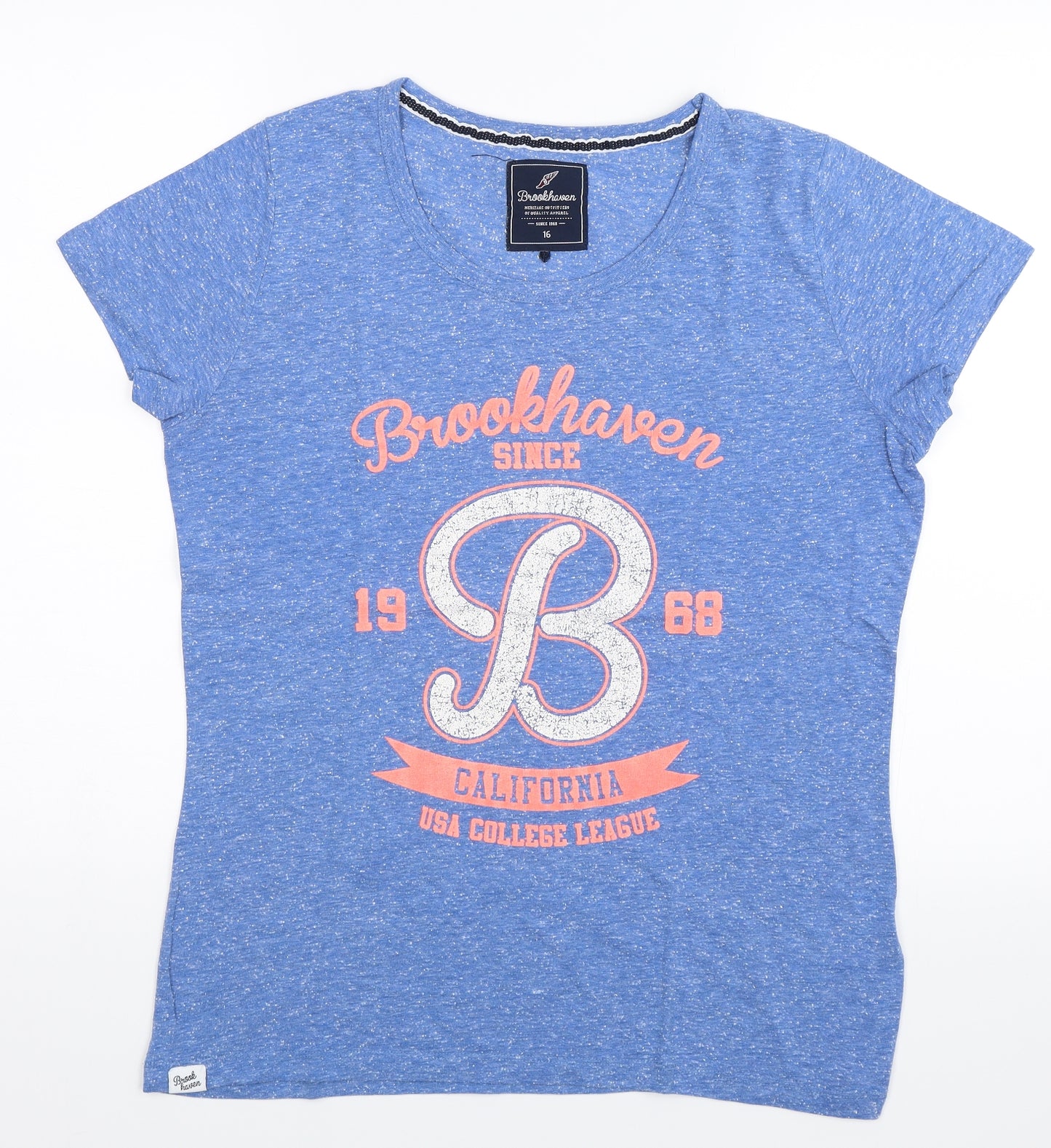Brookhaven Womens Blue   Basic T-Shirt Size 16
