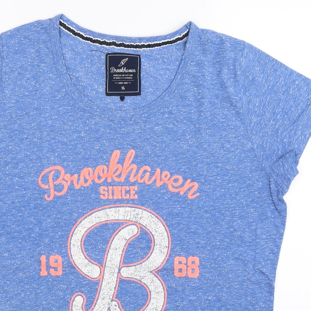Brookhaven Womens Blue   Basic T-Shirt Size 16