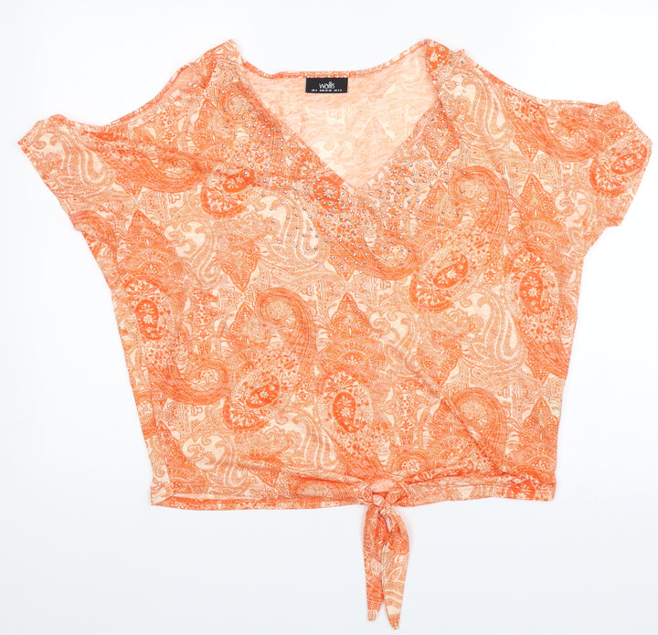 Wallis Womens Orange Paisley Basic Blouse Size S