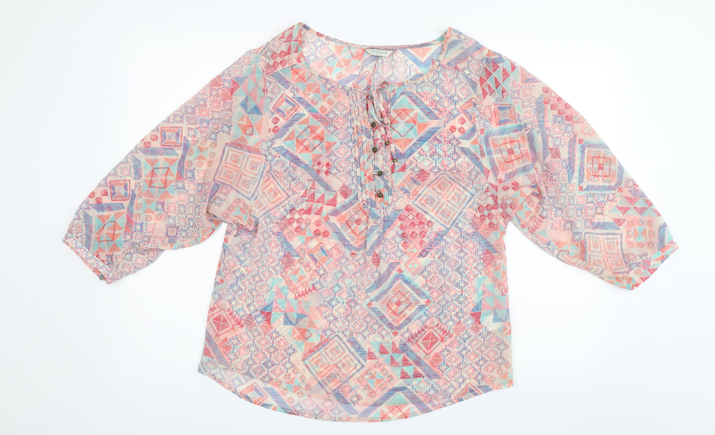 M&S Womens Orange Geometric  Basic Blouse Size 10