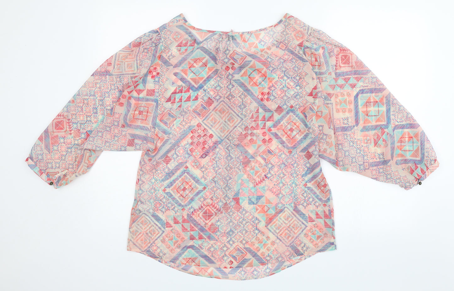 M&S Womens Orange Geometric  Basic Blouse Size 10