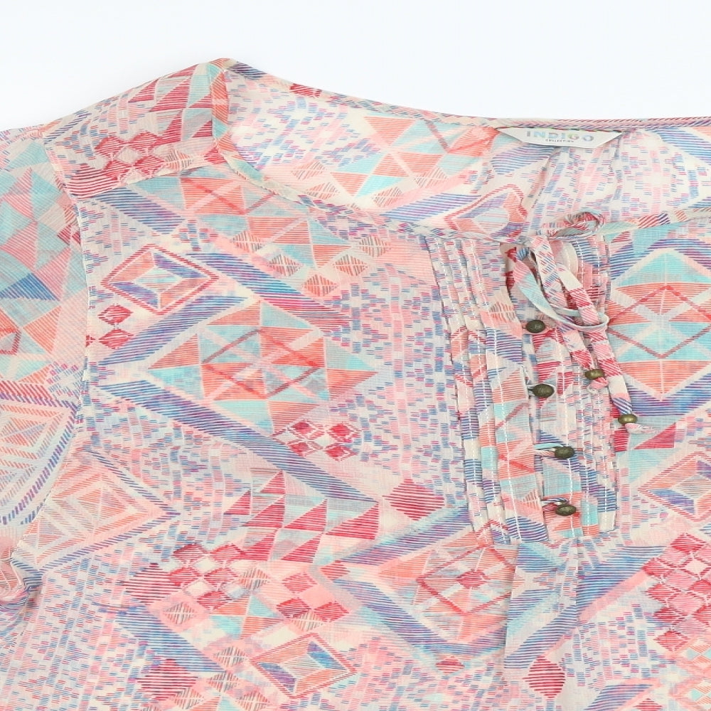 M&S Womens Orange Geometric  Basic Blouse Size 10