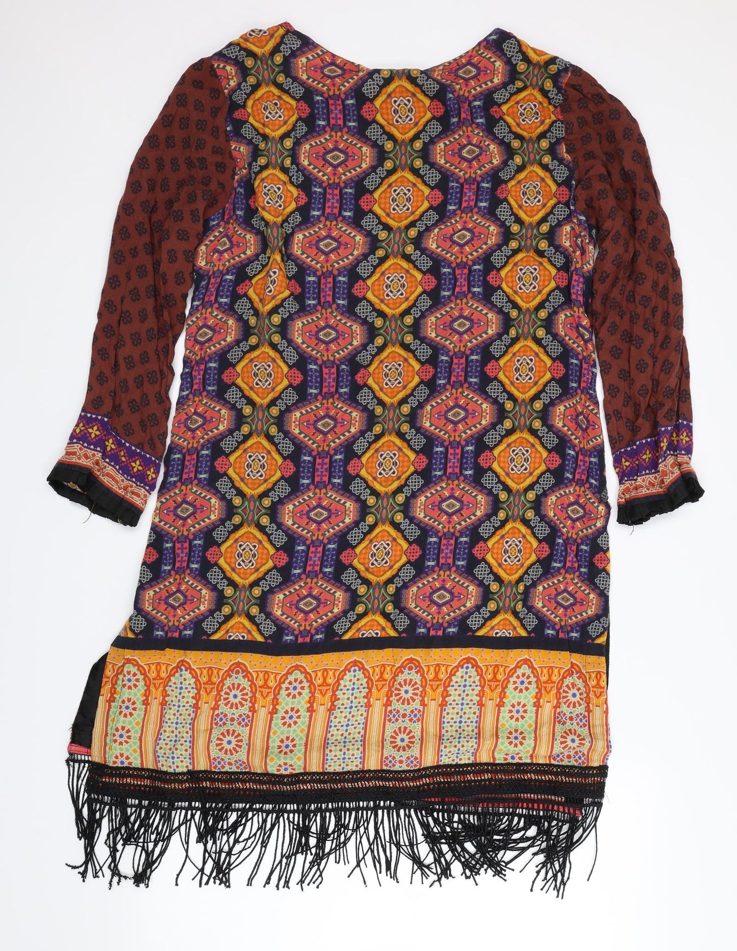 Simrans Womens Brown Geometric  Kaftan  Size L