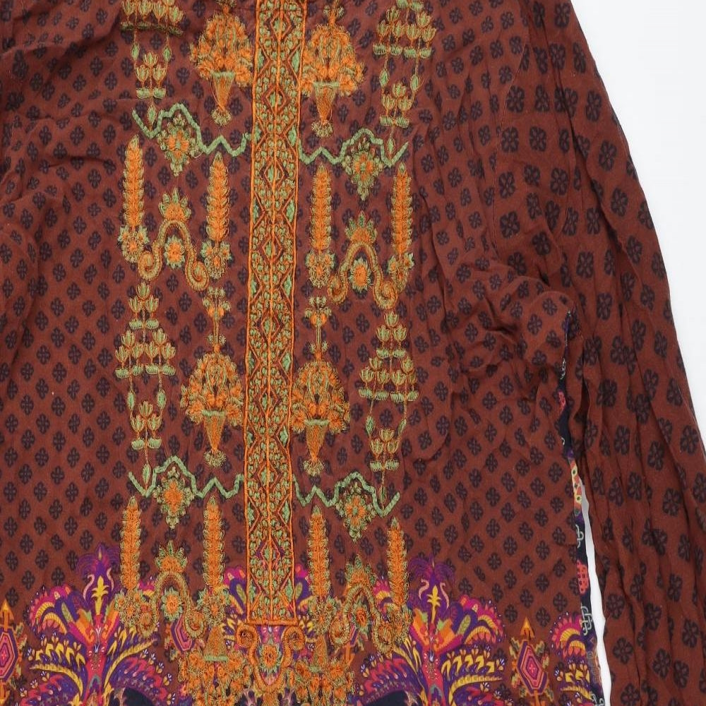 Simrans Womens Brown Geometric  Kaftan  Size L