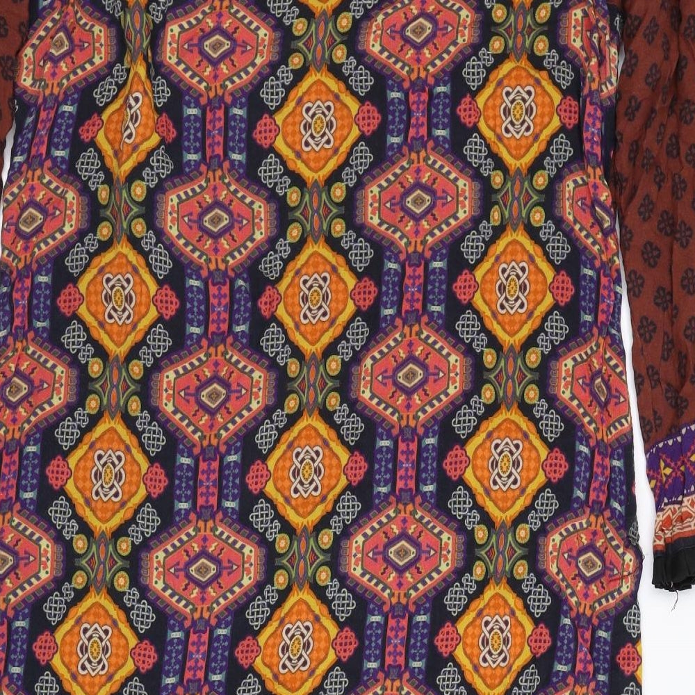 Simrans Womens Brown Geometric  Kaftan  Size L