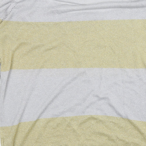 I LOVE MY TEE Womens Silver Striped  Pullover Jumper Size L