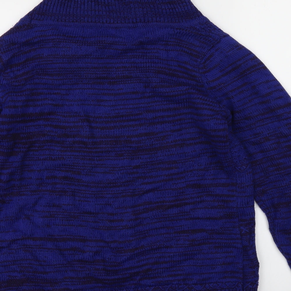 BM Collection Womens Blue Striped Knit Pullover Jumper Size S