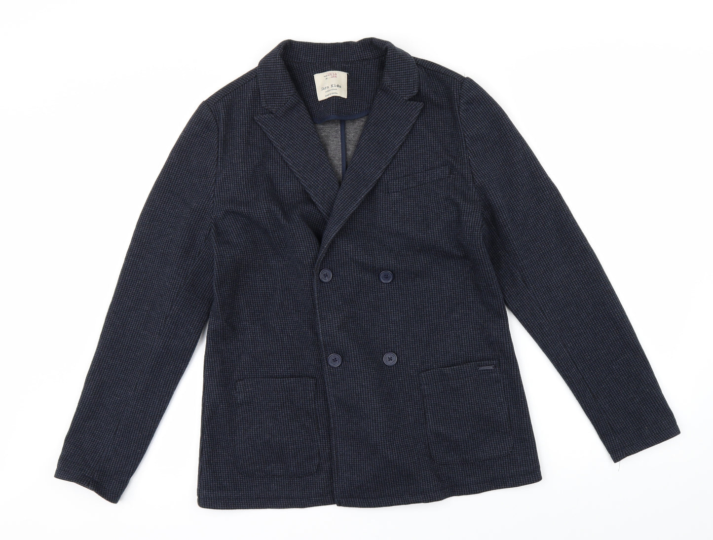 Zara Boys Blue Houndstooth  Jacket  Size 13-14 Years