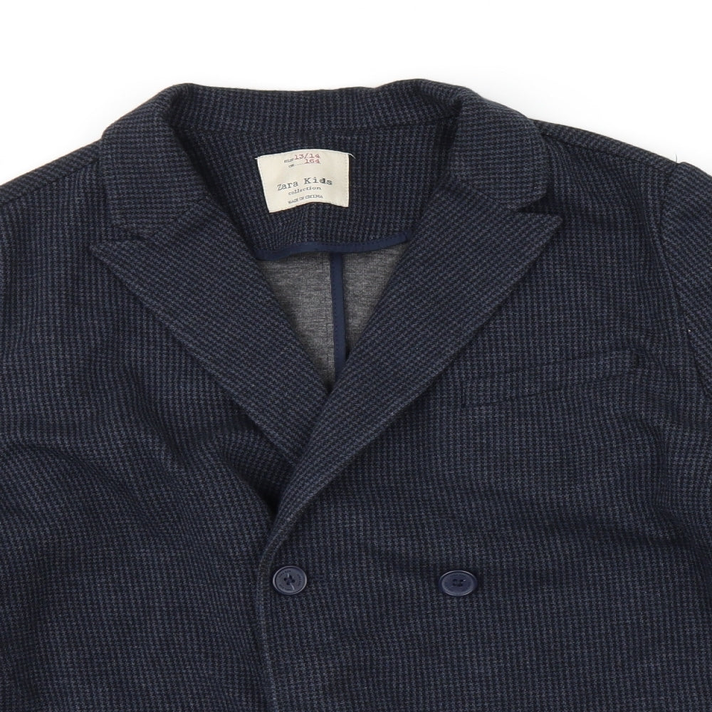 Zara Boys Blue Houndstooth  Jacket  Size 13-14 Years