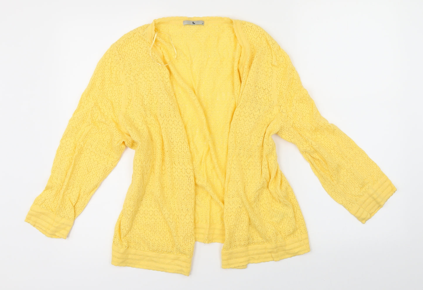 TU Womens Yellow Floral Knit Cardigan Jumper Size 18