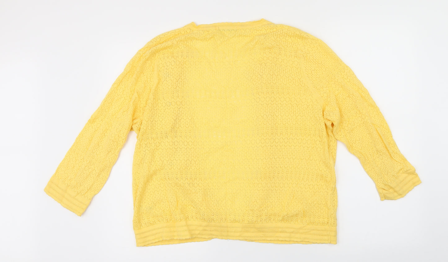 TU Womens Yellow Floral Knit Cardigan Jumper Size 18