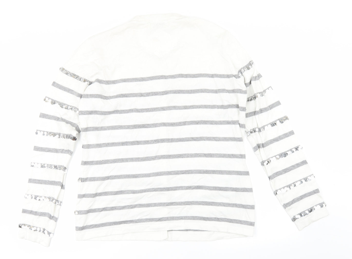 Micha Womens White Striped  Pullover Jumper Size 18