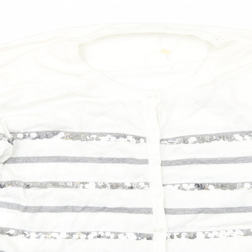 Micha Womens White Striped  Pullover Jumper Size 18