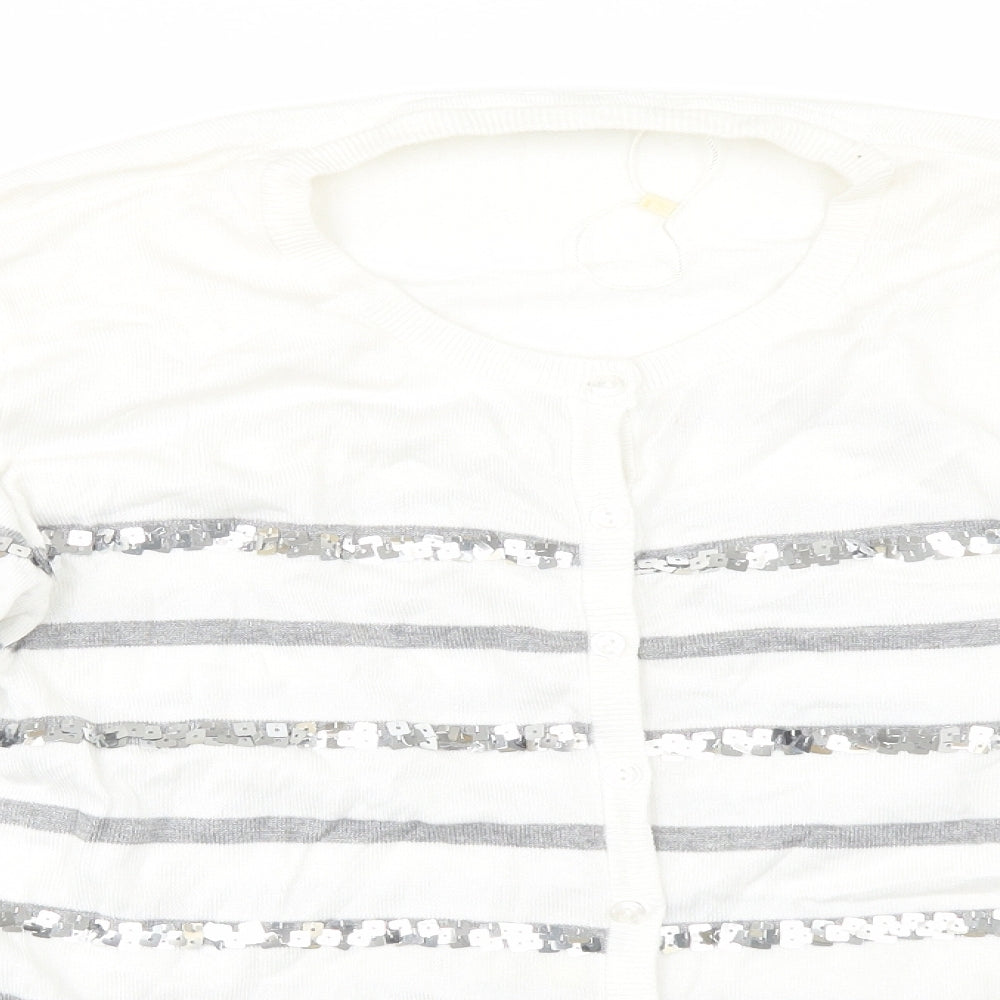 Micha Womens White Striped  Pullover Jumper Size 18
