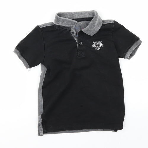 YLW Boys Black   Basic Polo Size 2 Years  - batman superhero