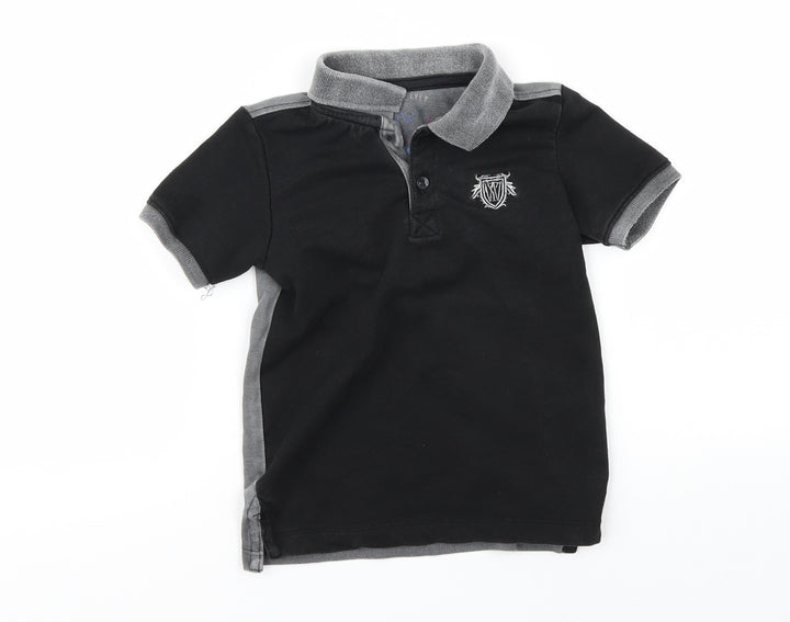 YLW Boys Black   Basic Polo Size 2 Years  - batman superhero
