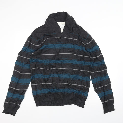 NEXT Mens Grey Striped  Pullover Jumper Size M