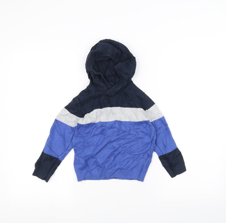 NEXT Boys Blue Striped  Pullover Hoodie Size 4 Years