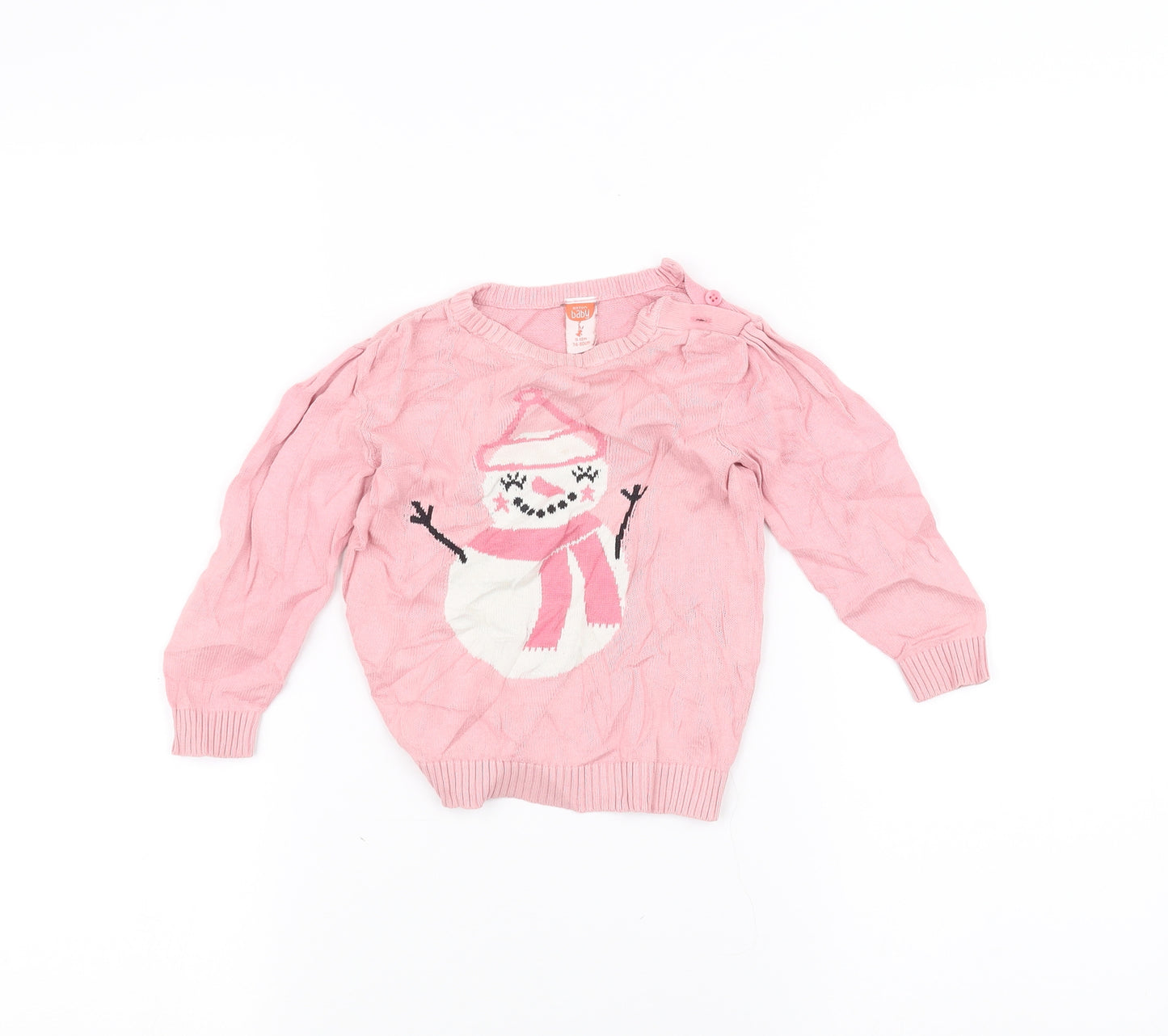 Baby Baby Pink   Pullover Jumper Size 9-12 Months  - snowman