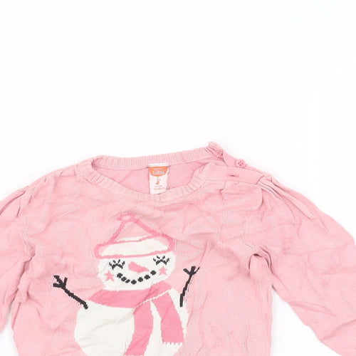 Baby Baby Pink   Pullover Jumper Size 9-12 Months  - snowman