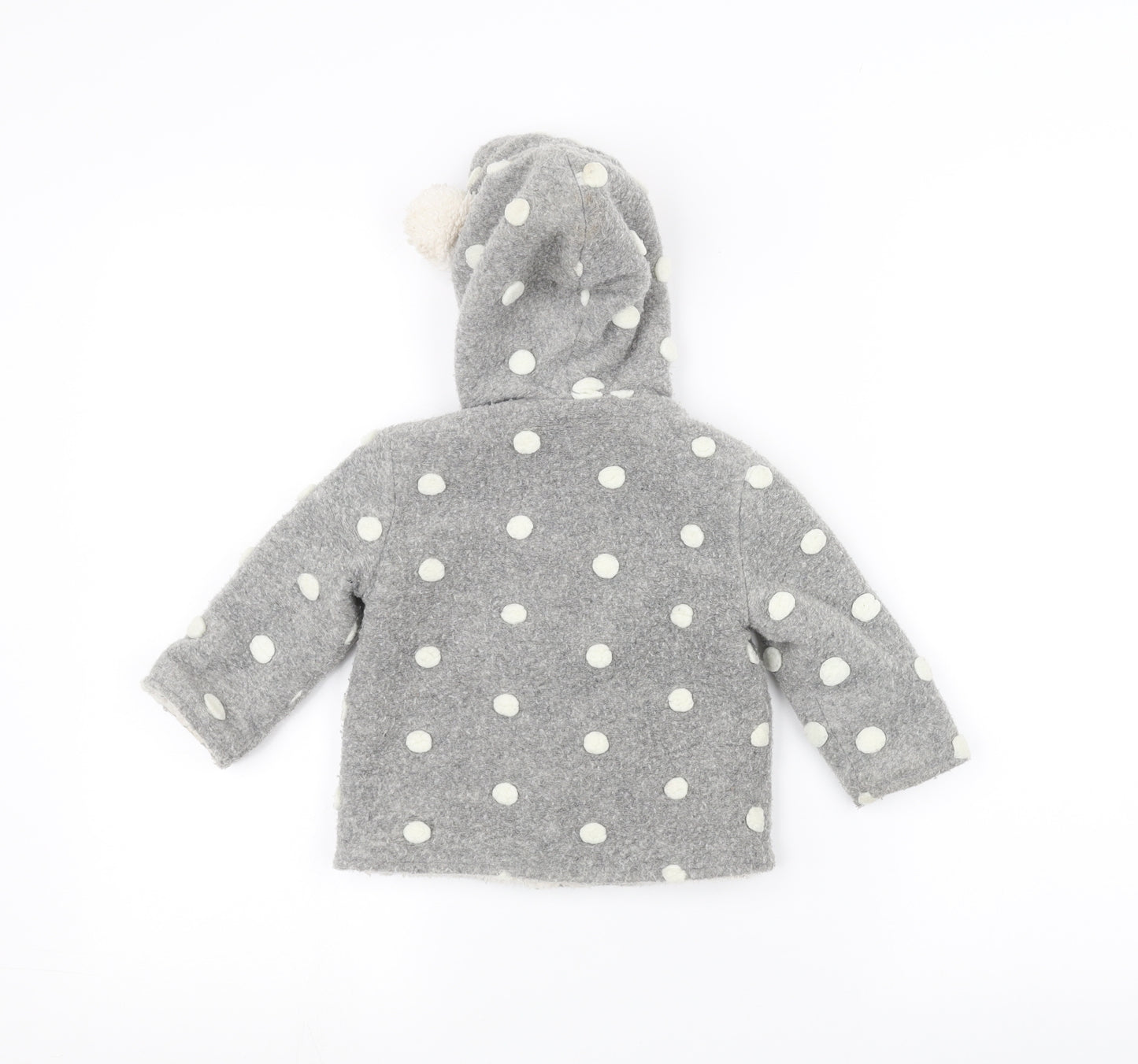 Fred & flo Baby Grey Polka Dot  Parka Coat Size 6-9 Months